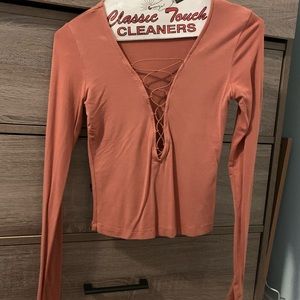 Rust orange forever 21 tie front party top